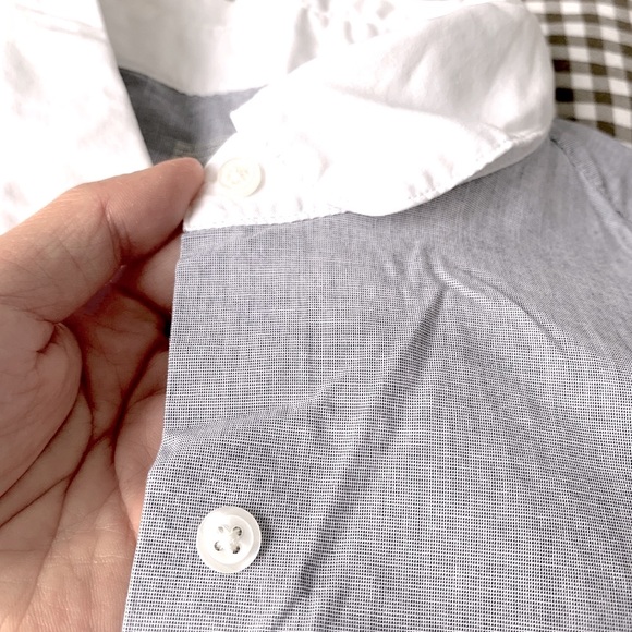 MUJI navy cotton shirt w round collar - Picture 3 of 3